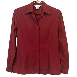 Casual Corner Red Cotton Button Down Shirt Women’s 4 Long Sleeve Vintage Y2K